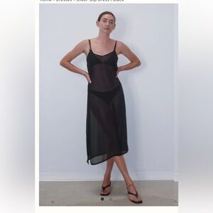 NWT Hakea Sheer Slip Dress/Swimcover - Size S (XS- M) - Black